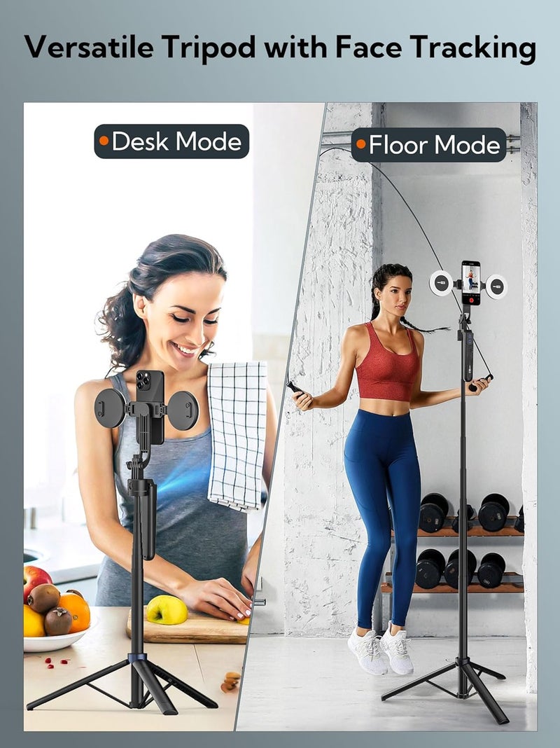 USKEYVISION Auto Face Tracking Tripod 360 Rotation,Phone Tripod for iPhone w/Fill Light,Selfie Stick for iPhone w/Remote Control,70” Phone Holder Video Recording for Content Creators TikTok(UTK-02) - Image 4